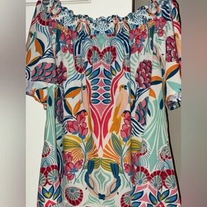 Flying Tomato Boho Floral Bird On or Off Shoulder Top Sz S
